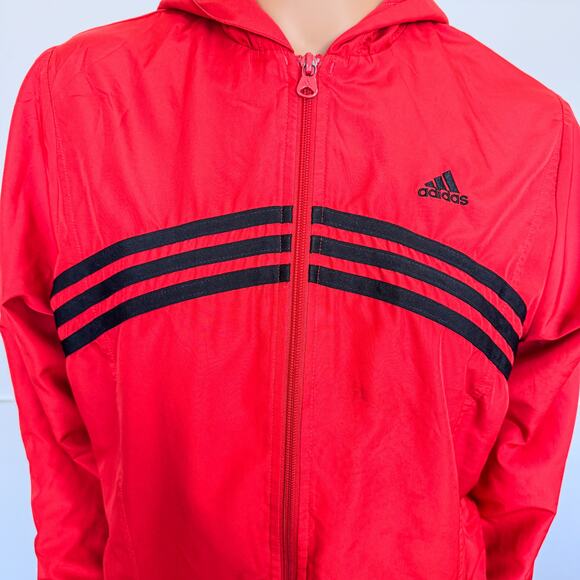 2004 Vintage Adidas-Lightweight Zip Up Hoodie Track Jacket-Red/Black-Size Medium - Picture 9 of 11